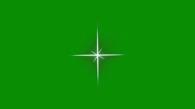 Magical night sky starry sparkle animation, glowing twinkling starburst particles, white cartoon doodle lights, seamless looping festive overlay video on green screen background. 4K asset template