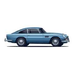 Fototapeta premium Classic Blue Sports Car Illustration, Vintage Automotive Art