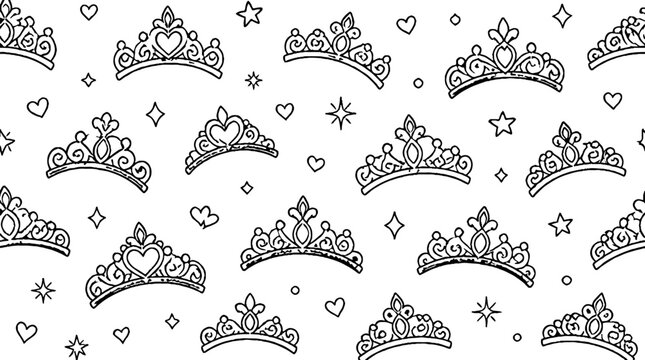 Elegant tiara pattern with hearts and stars design.