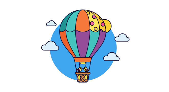 Colorful hot air balloon flying.