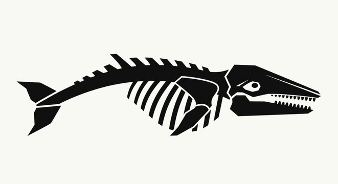 Fish skeleton side view illustration.