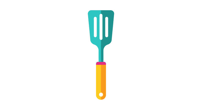 Colorful kitchen spatula with handle.