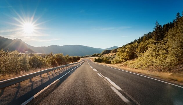 road trip view from car window along scenic highway