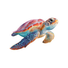 Fototapeta premium Multicolored turtle isolated on white background