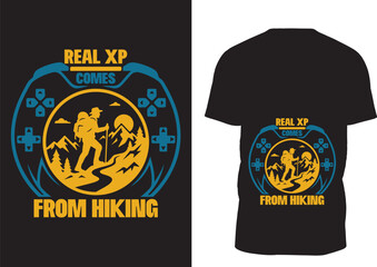 Fototapeta premium Hiking Gamer T-Shirt, Outdoor Gaming Graphic Tee, Nature Lover Gift, Camping Adventure Shirt Design 