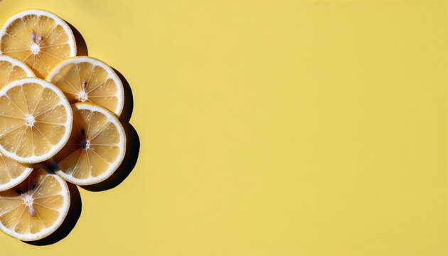 Lemon Slices on Yellow Background 