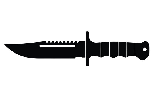 Military Combat Knife Blade Silhouette Vector Icon for Tactical Survival and War Game Design