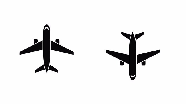Two Vector Airplanes Top View Silhouette Animation with Alpha Channel 4K