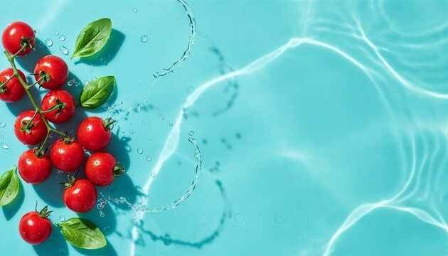 Cherry Tomatoes in Summer Water Background
