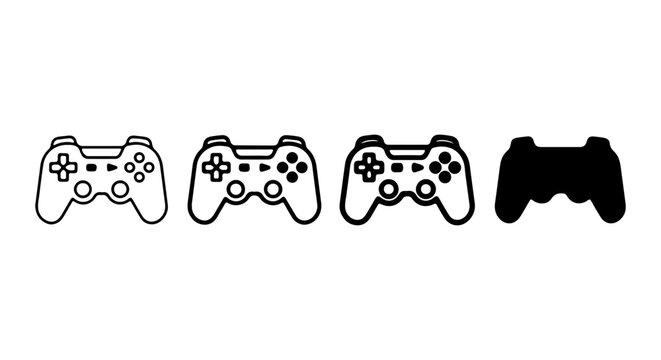 Video Game Controller Icons, Gaming Joysticks, Digital Entertainment Input Devices, Vector Set