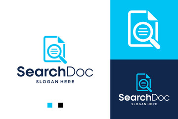 Modern Document Search Logo Concept Featuring Magnifying Glass Over Paper File Icon for Digital Archive, Data Management, Information Retrieval, and Professional Business Branding © hustle