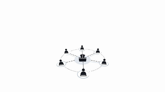 Centralized network hub icon with connected users