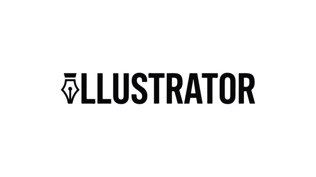 Adobe Illustrator logo symbol with pen tool icon typography.