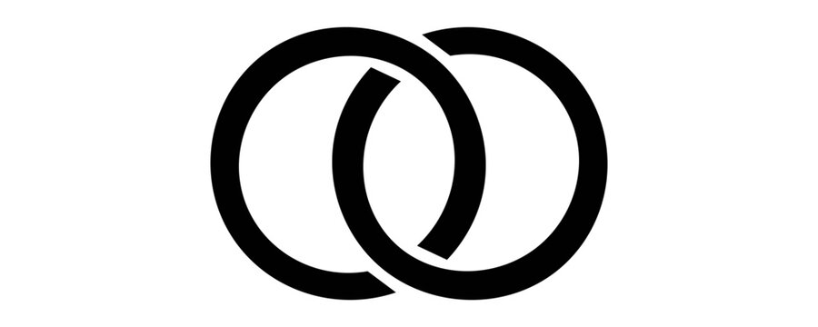 Interlocking circles, rings contour. Circles, rings concept icon