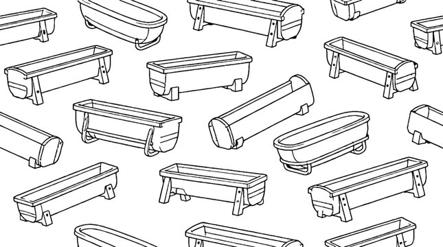 Repeating pattern of black and white printer cartridges.