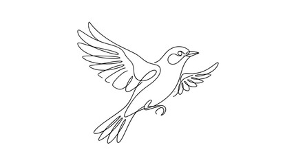 Fototapeta premium Minimalist Single Line Drawing of a Bird in Flight, Elegant and Free