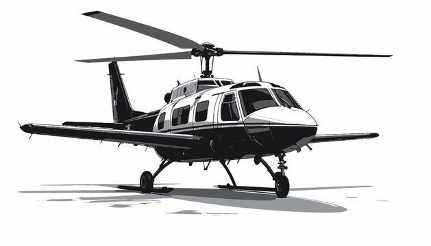 Black helicopter on the ground.