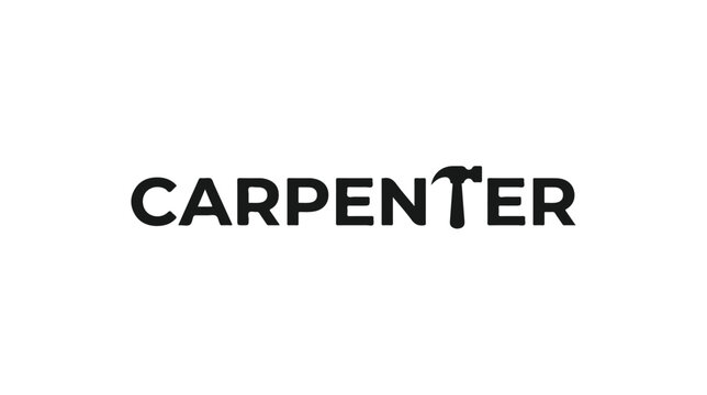 Minimalist typography logo design for a professional carpenter business with a hammer icon.