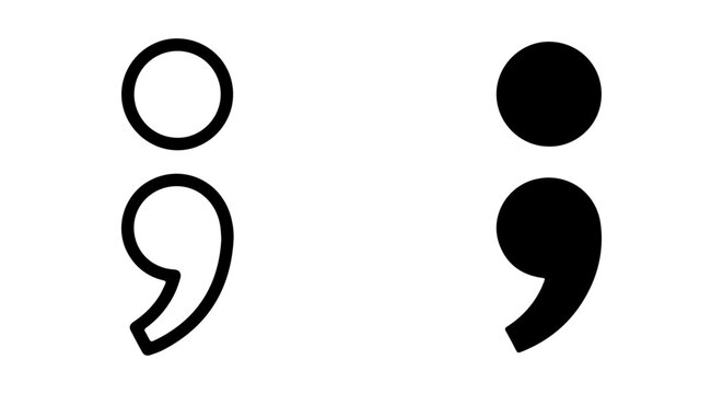 Semicolon Symbol Vector Icons, Punctuation Marks, Typography Elements, Grammar Symbols