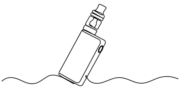 Continuous single line drawing of an electronic cigarette vape device Vector, illustration