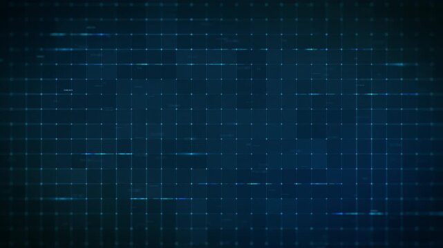 Abstract blue digital technology grid motion background front view with graphic glowing lines. Animate motion graphic