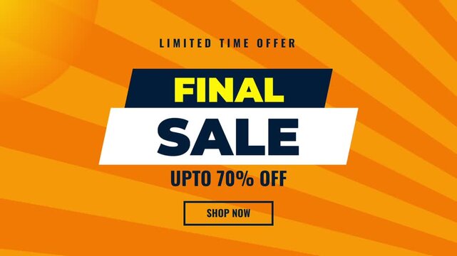 Final sale banner, limited time offer, discount sign, promotional poster, orange background