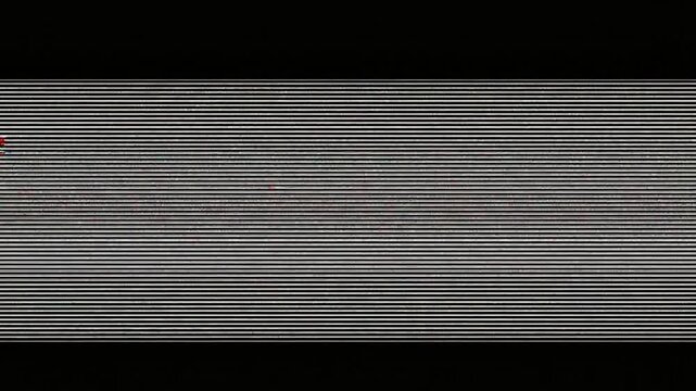 Retro VHS signal interference animation with horizontal scan lines and color static noise