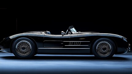 Fototapeta premium Classic black vintage car profile