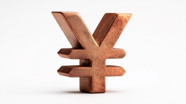 Copper yen symbol isolated on white background, currency sign