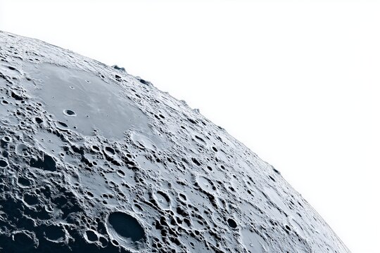 Detailed moon surface isolated on white background