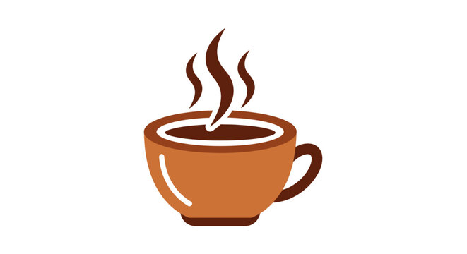 Hot Brown Coffee Cup With Steam.