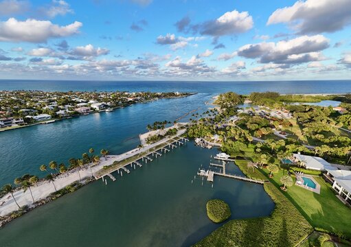 aerial view of Dubois Park and Jupiter Inlet