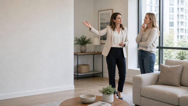 Single Buyer Viewing Apartment With Female Realtor