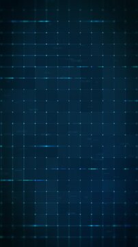 Abstract blue digital technology grid motion background front view with graphic glowing lines. Animate motion graphic