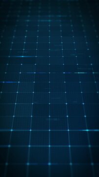 Abstract blue digital technology grid motion background perspective view with graphic glowing lines. Animate motion graphic