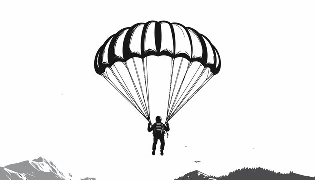 Person parachuting through the air freely.