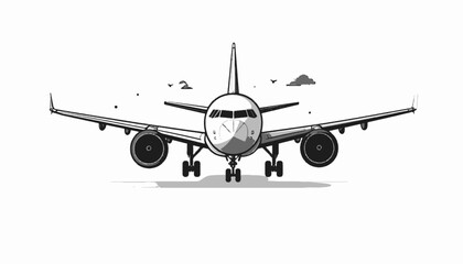Fototapeta premium Airplane Front View Commercial Jet Aircraft.