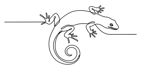 Naklejka premium Continuous single line drawing of a lizard reptile icon Vector, illustration