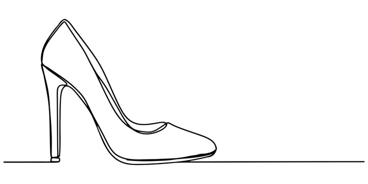 Continuous single line drawing of a stylish high heel shoe for women fashion Vector, illustration