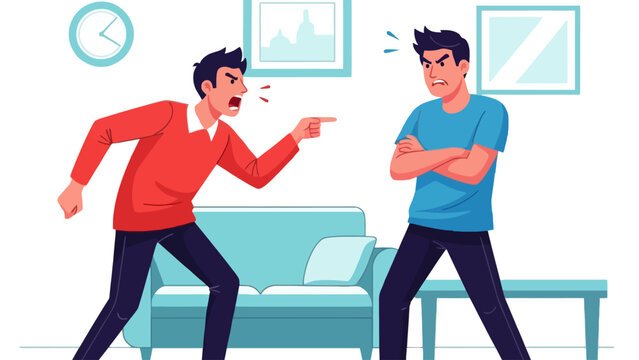 Angry Men Arguing Indoors: Conflict, Disagreement, Frustration, Aggression, Family Dispute
