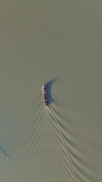 Aerial View of Boat on River