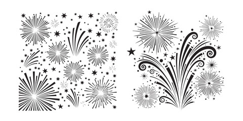 Fototapeta premium Fireworks and sparklers decorative illustration