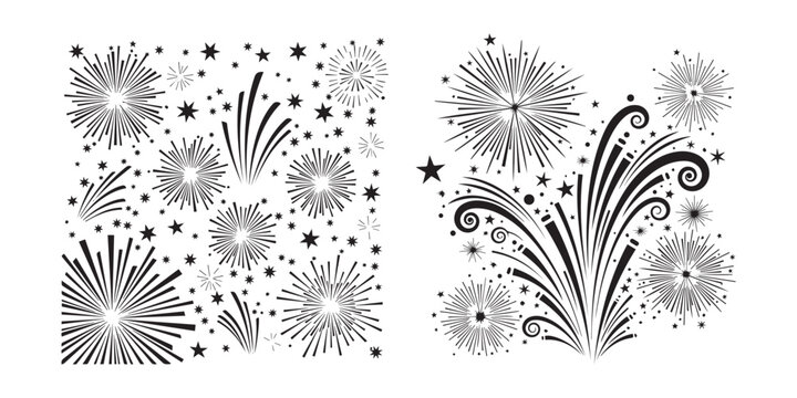 Fireworks and sparklers decorative illustration