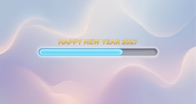 Happy New Year 2027 progress bar on soft abstract background. New year loading bar. happy New year 2027 loading animation background
