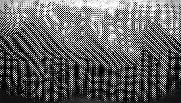 grayscale halftone pattern texture with scattered dots and abstract shapes background black white