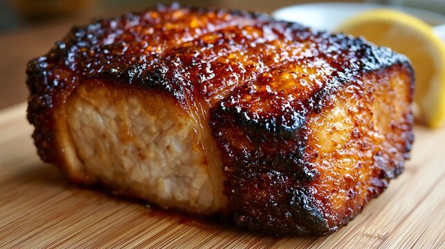 a pork loin glistening in it's fatty rendered, juicy decadence