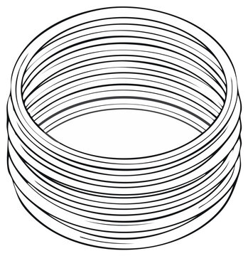 Simple coiled spring or flexible slinky toy in a black and white line art drawing