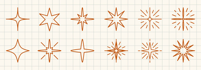 Star shapes set on a grid background - stock vector © dlyastokiv