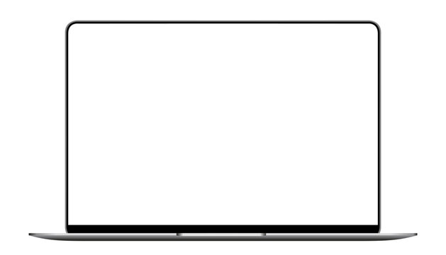 Laptop mockup with blank screen isolated on transparent background