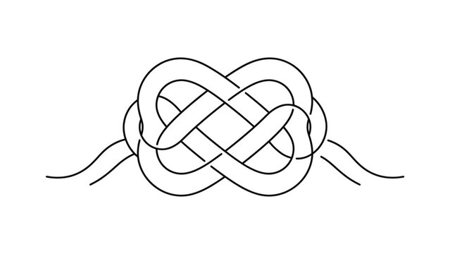 Minimalist Celtic knot line art design isolated on white.